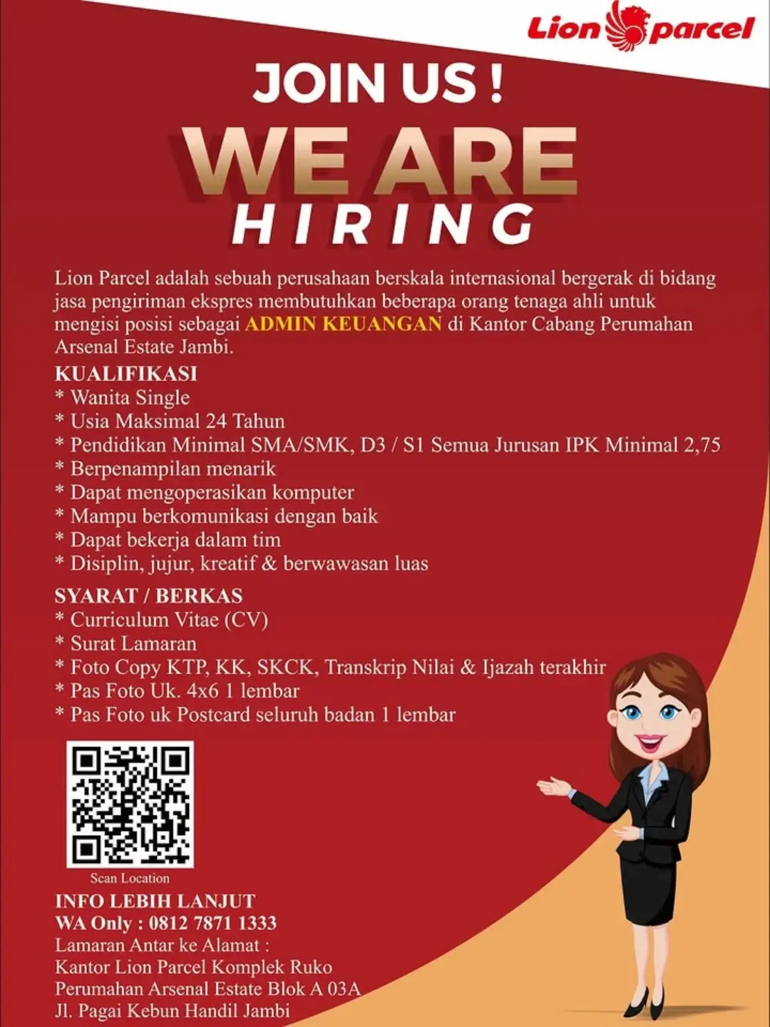Admin Keuangan Kantor Cabang Perumahan Arsenal Estate Jambi